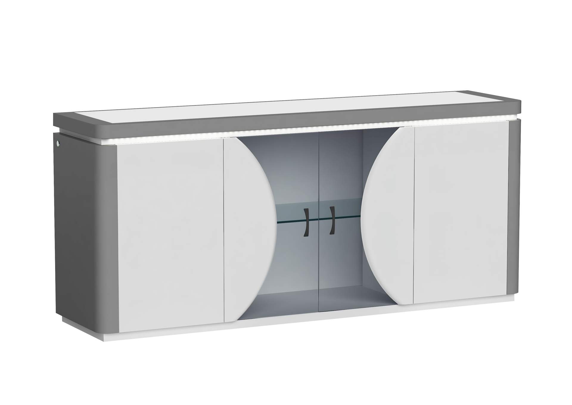 2-Tone Contemporary Buffet w/ Tinted Glass Doors & LED Light,Chintaly Imports