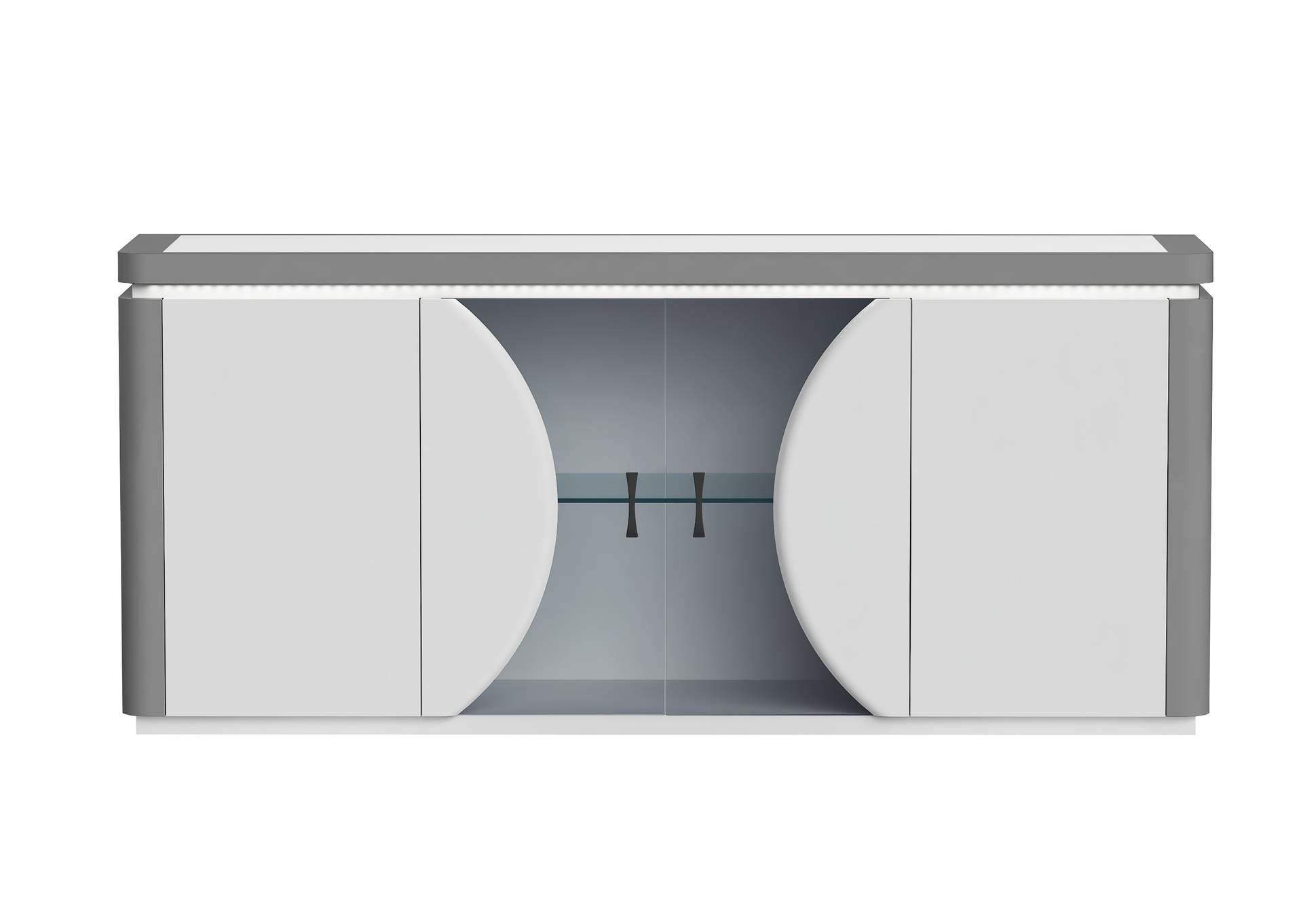 2-Tone Contemporary Buffet w/ Tinted Glass Doors & LED Light,Chintaly Imports