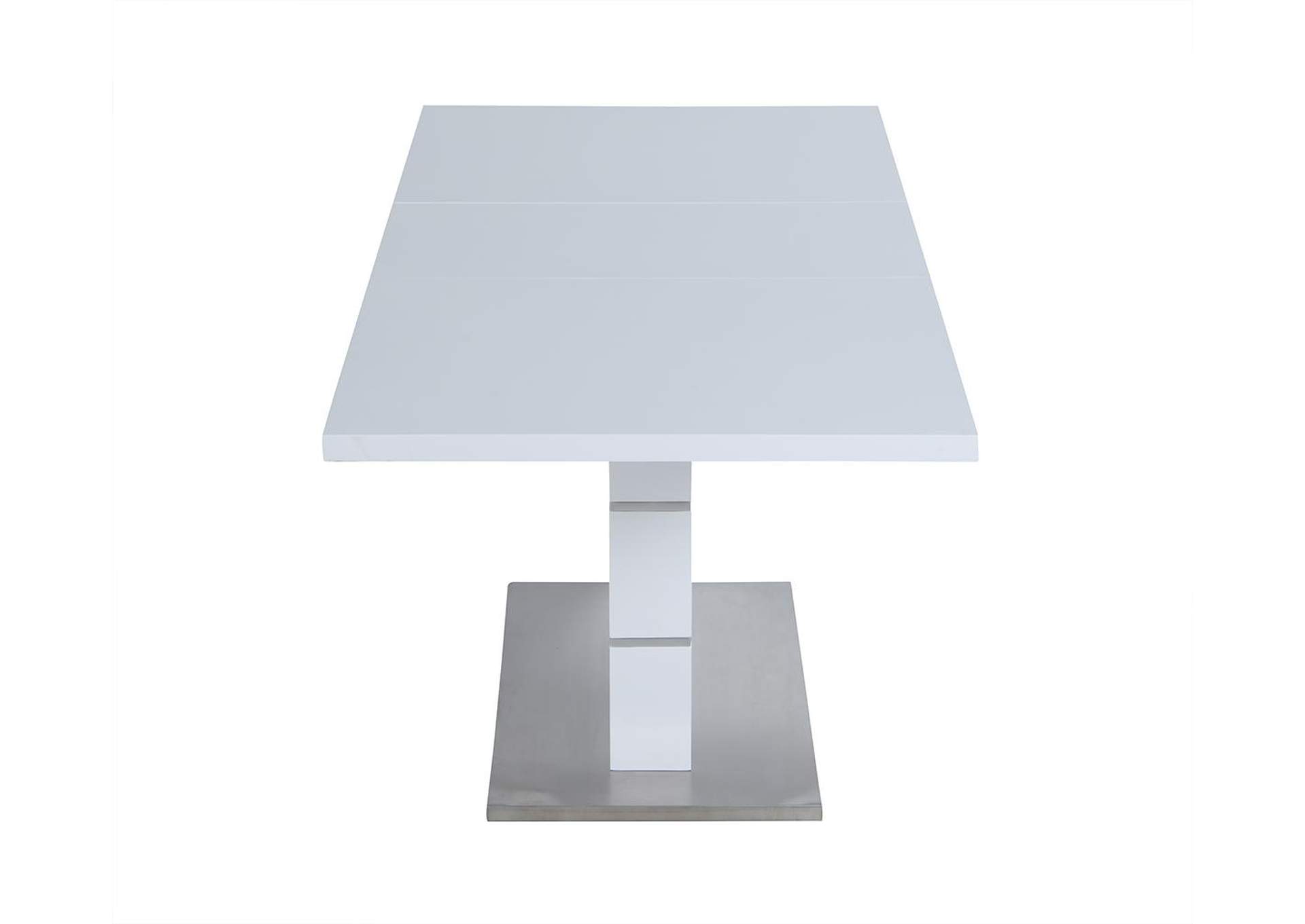 Contemporary Dining Set With Extendable White Table & 4 Cantilever Chairs,Chintaly Imports