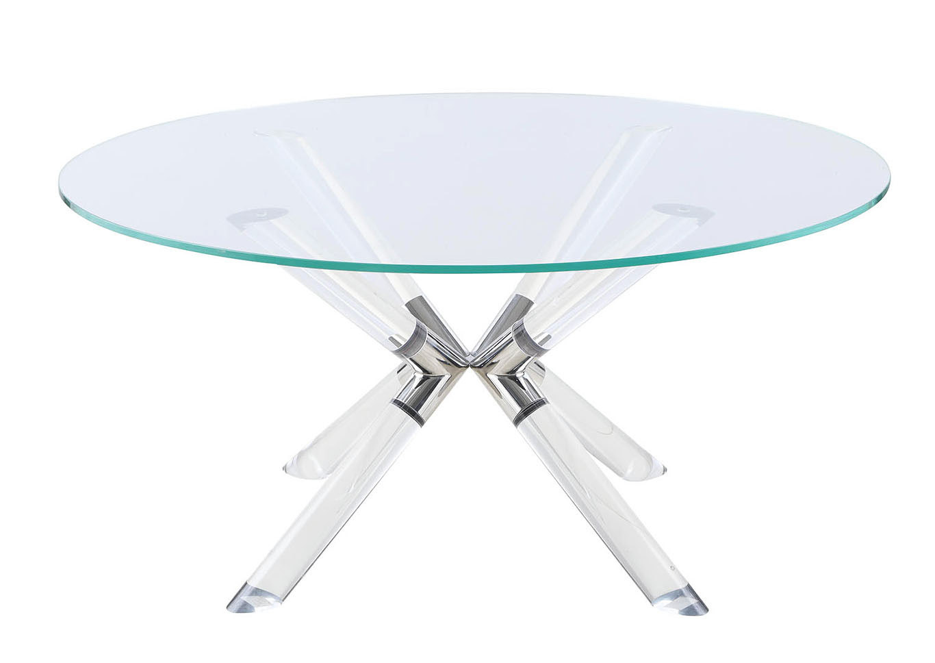 Regina Clear Round Glass Top Dining Table,Chintaly Imports