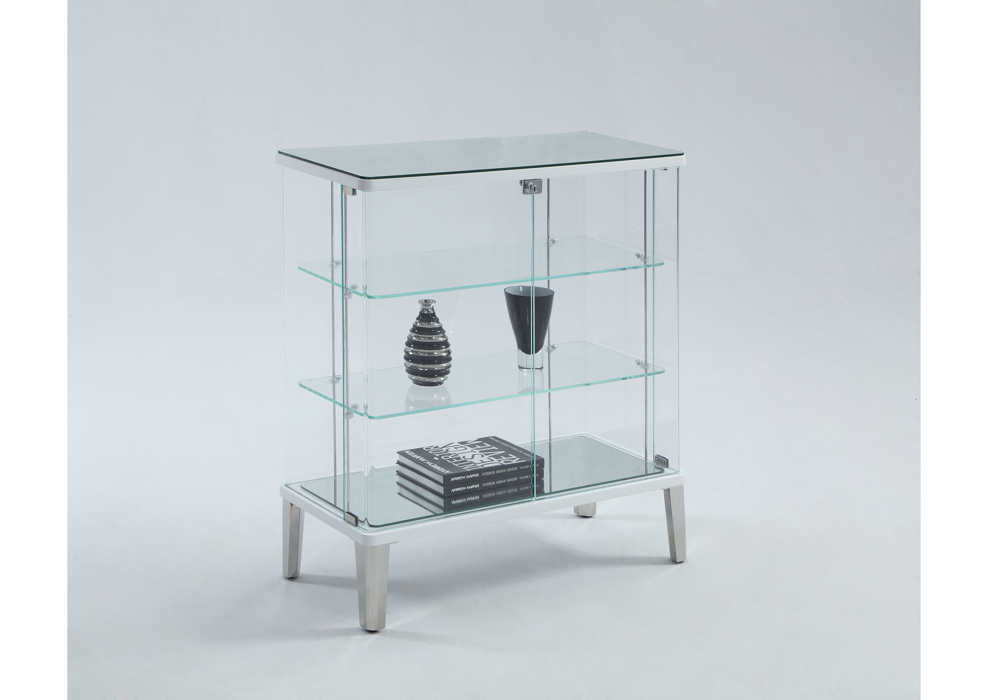 Riley Clear Glass Buffet Curio,Chintaly Imports