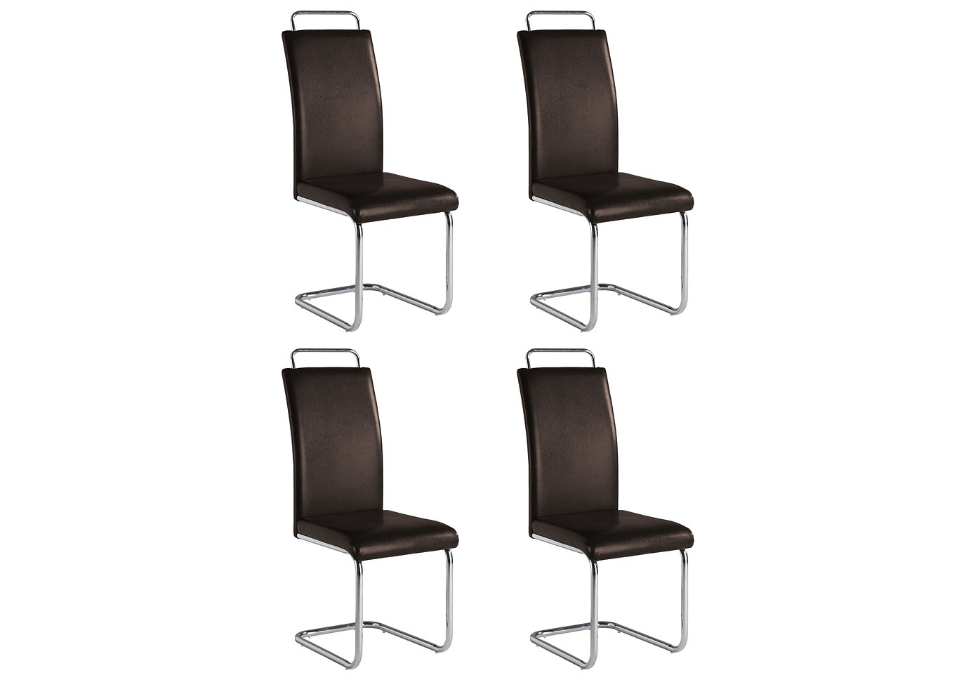 Salma Brown Cantilever Side Chair (Set of 4) with Handle,Chintaly Imports