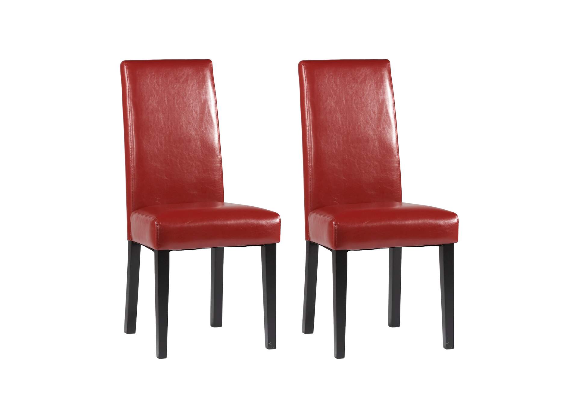 Red Straight Back Parson Chair (Set of 2),Chintaly Imports