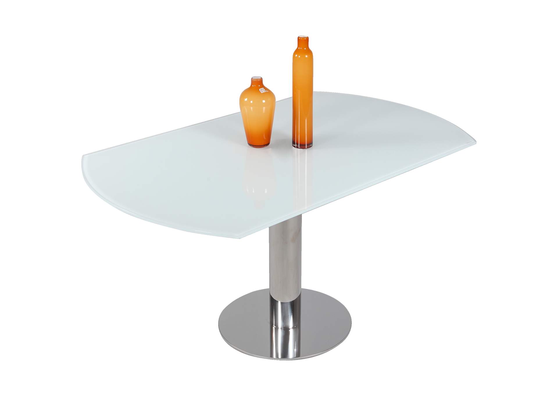Contemporary Dining Set With Motion-Extendable White Glass Table & 4 Chairs,Chintaly Imports