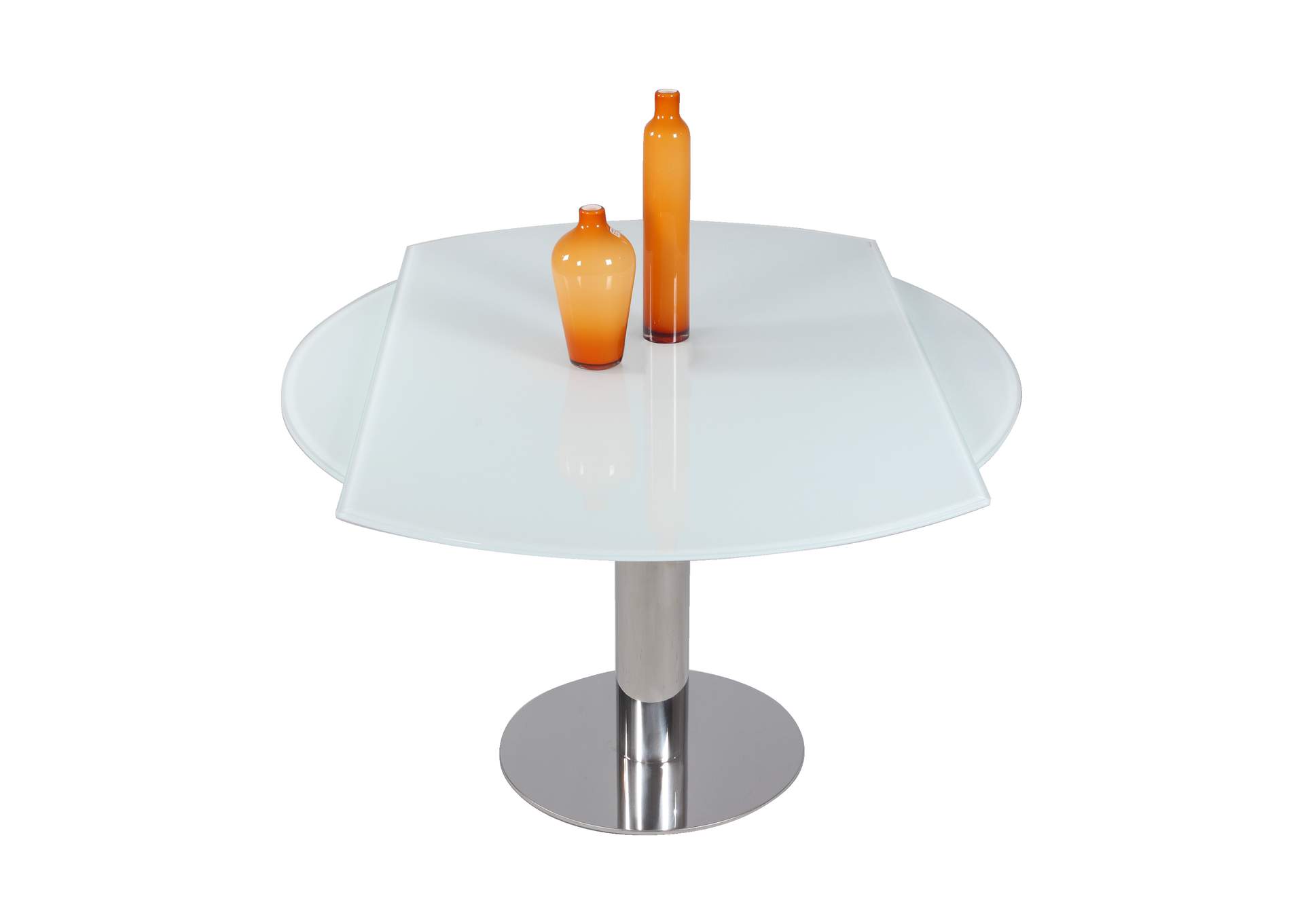 Contemporary Dining Set With Motion-Extendable White Glass Table & 4 Chairs,Chintaly Imports