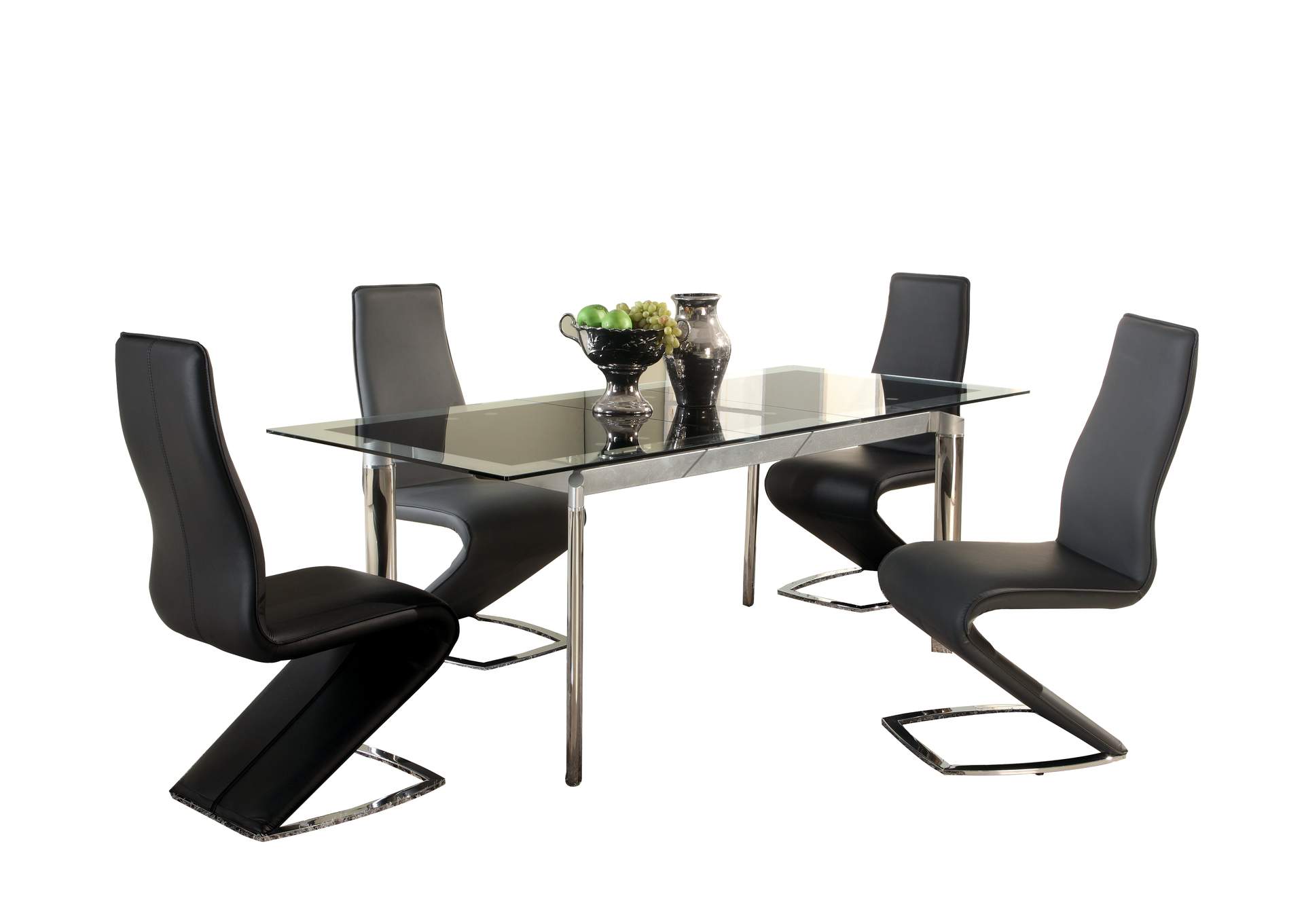 Modern Extendable Black Glass Dining Table,Chintaly Imports
