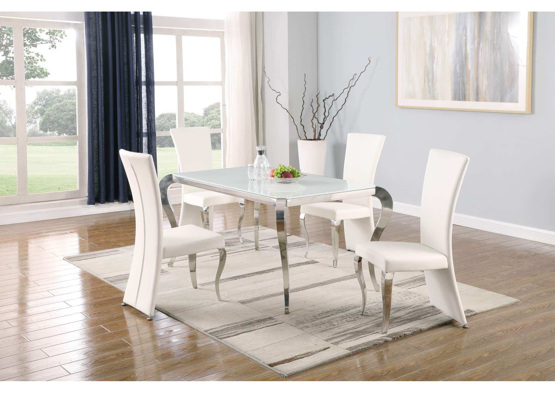 Teresa Super White Super White Starphire Glass Dining Table,Chintaly Imports