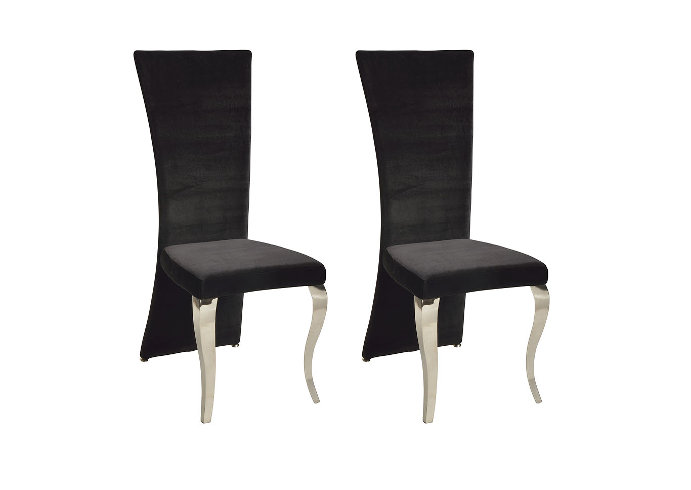 Teresa Black Rectangular High-Back Side Chair (Set of 2),Chintaly Imports