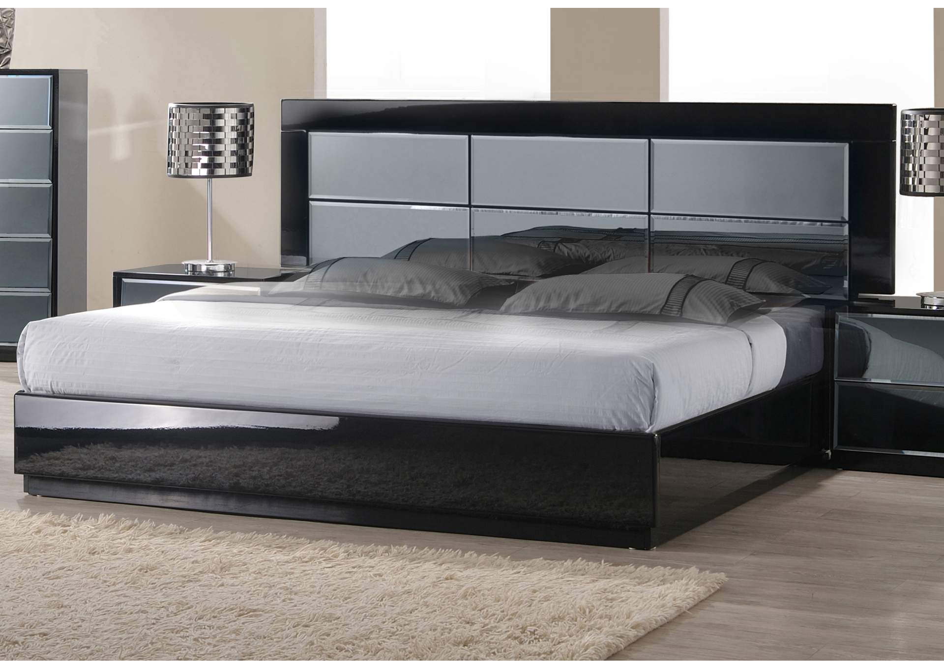Venice Black King Bed,Chintaly Imports