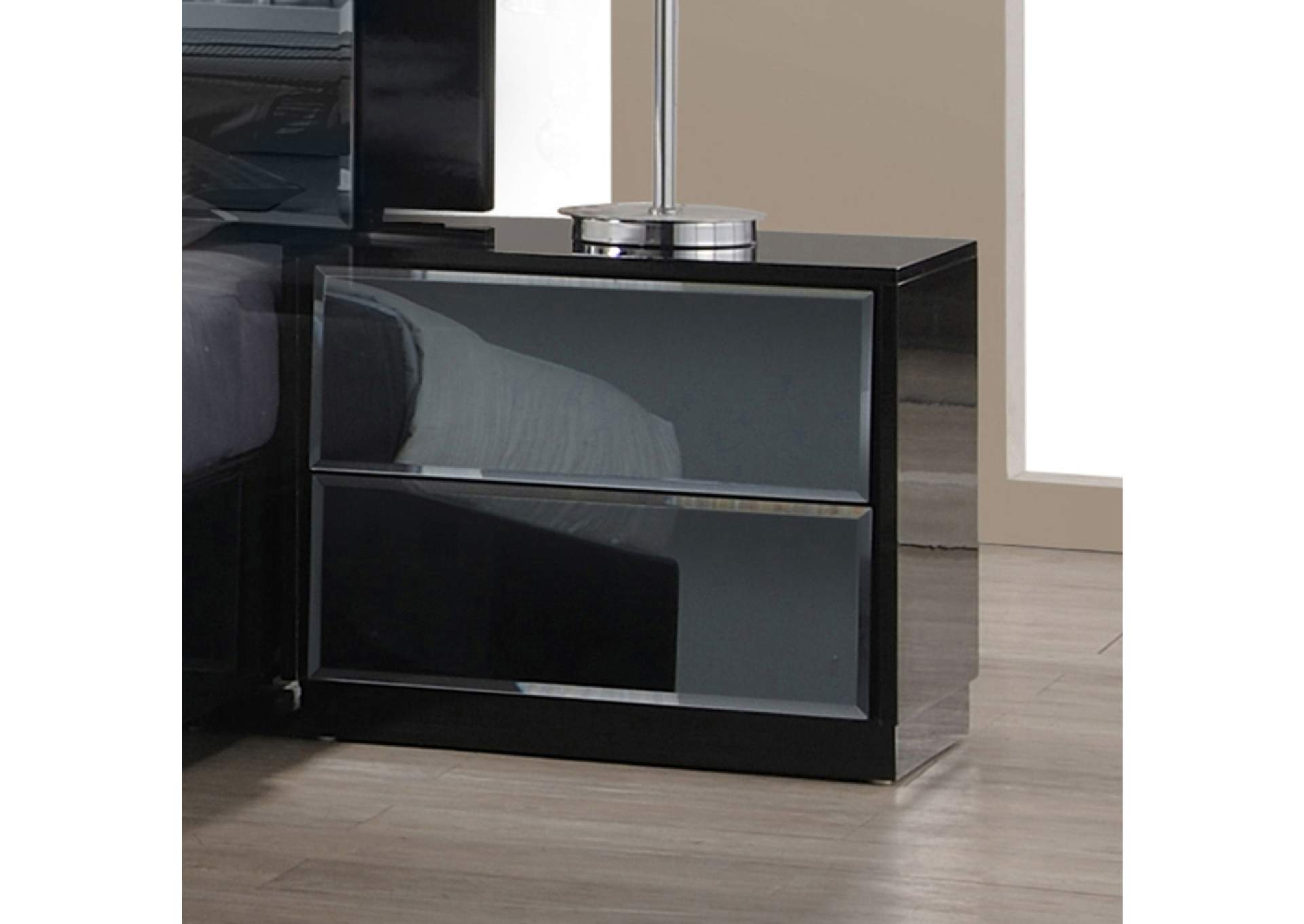 Contemporary 2 Drawer Nightstand,Chintaly Imports