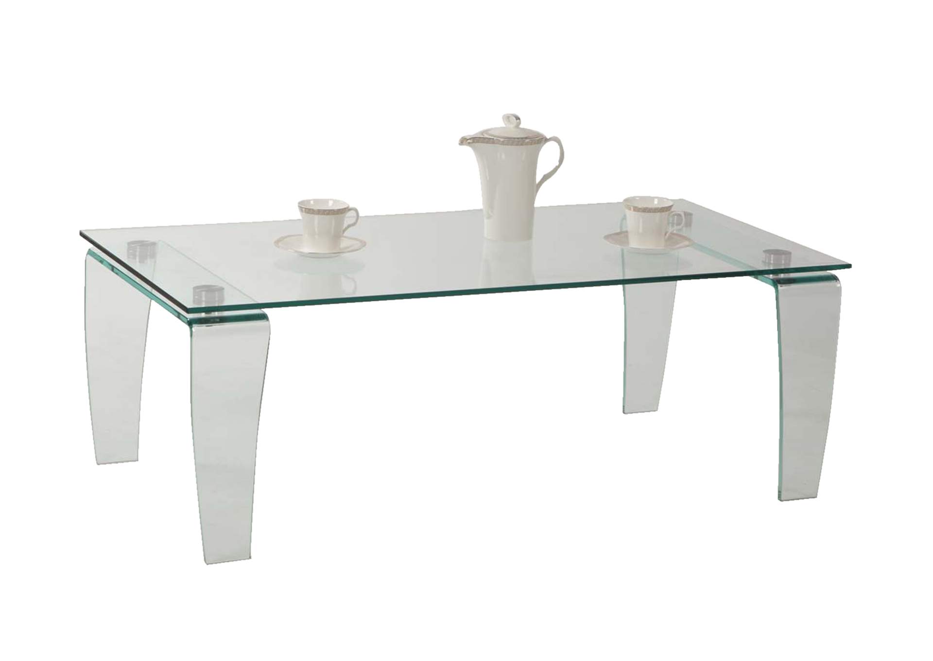 Contemporary All-Glass Rectangular Cocktail Table,Chintaly Imports