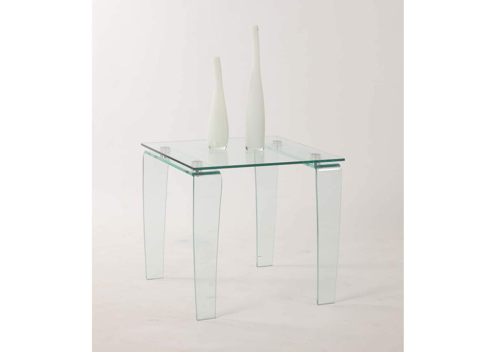 Contemporary All-Glass Square Lamp Table,Chintaly Imports