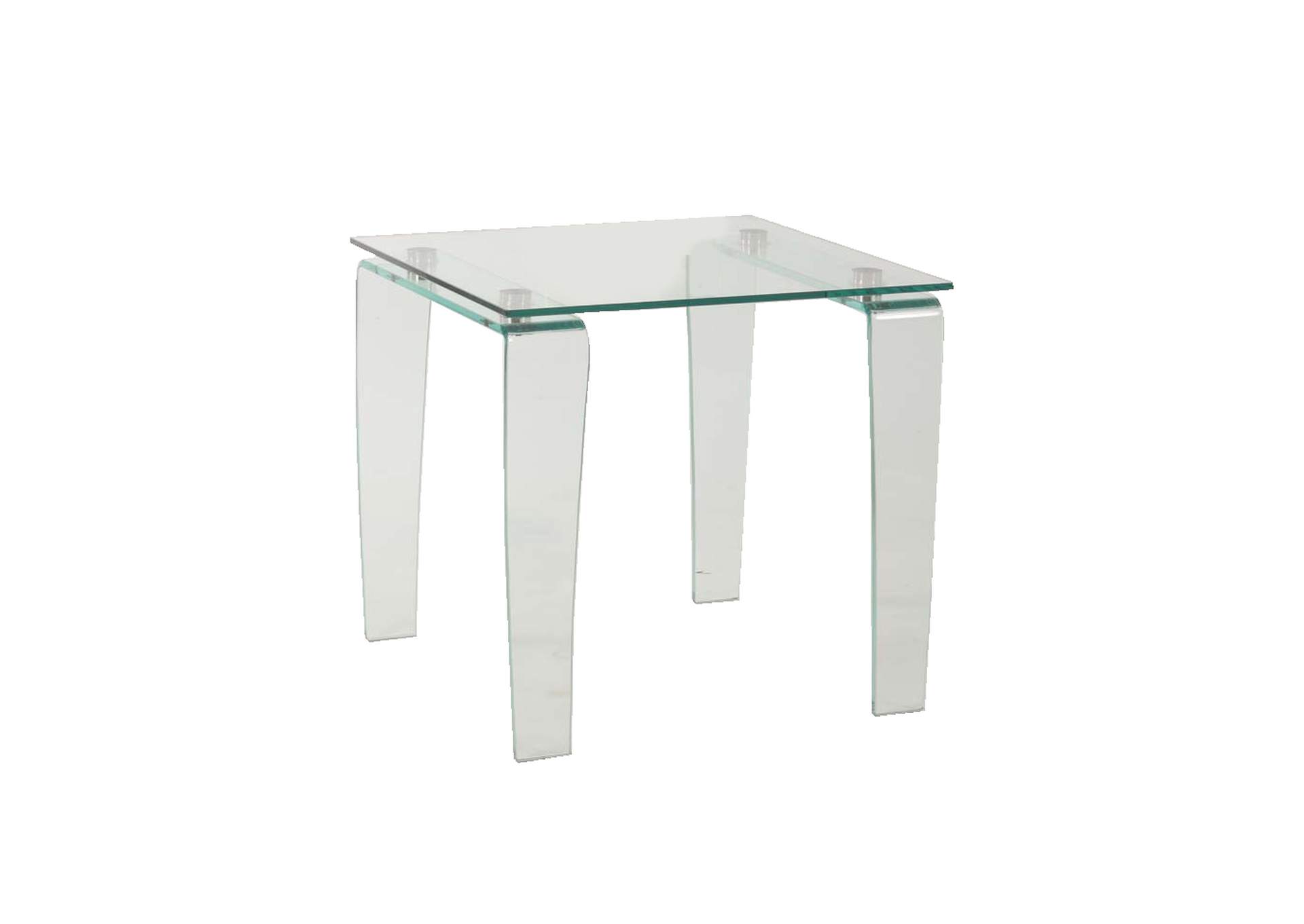 Contemporary All-Glass Square Lamp Table,Chintaly Imports