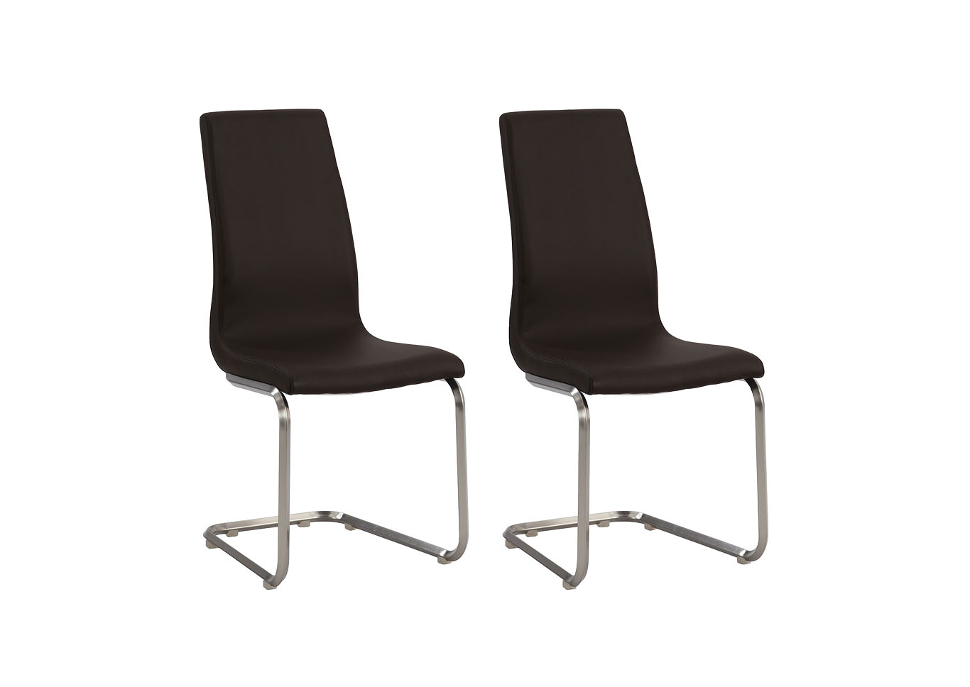 Zoey Brown & Nickel Cantilever High-Back Side Chair (Set of 2),Chintaly Imports