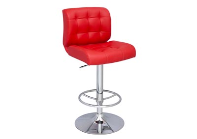 Red Stitched Seat & Back Pneumatic Stool
