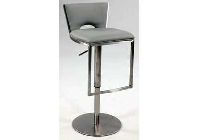 Brushed Stainless Steel Low Back Upholstered Pneumatic-Adjustable Stool