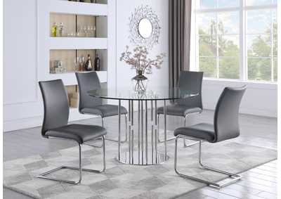 Image for Dining Set with Contemporary Round Glass Table & Modern Contour-Back Chairs