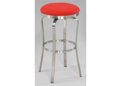 Red Backless Bar Stool