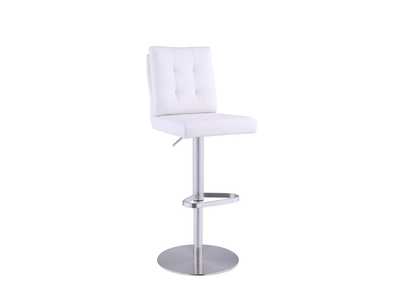 Brushed Stainless Steel Tufted Back Pneumatic-Adjustable Stool