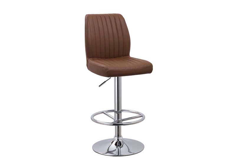 Brown Quilted Adjustable Height Swivel Stool