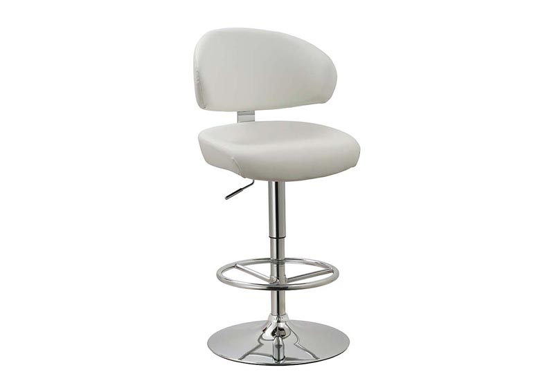 White Curved Back Adjustable Height Swivel Stool