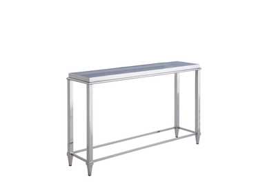 Polisehd SS Contemporary Sofa Table w/ Glass Top & Gray Trim