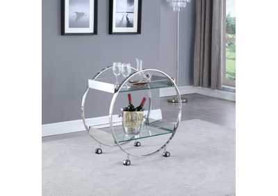 Image for Contemporary Circular Tea Cart w/ Glass Shelves
