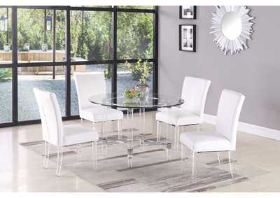 Image for Contemporary Dining Set With Round Glass Dining Table & Parson Chairs