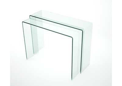 Clear Nested Bent Glass Sofa Table