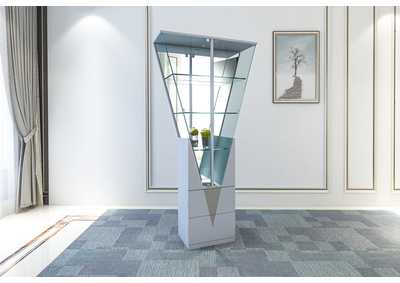 Image for Triangular Design Curio w/ Shelves, Drawers & LED Lights