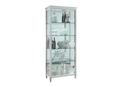 Image for Contemporary Tempered Glass Curio w/ Shelves, Lighting & Locking Doors