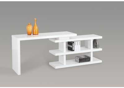 Image for Gloss White Contemporary White-Gloss Motion Home Office Desk w/ Shelves
