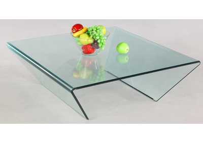 Clear Square Bent Glass Cocktail Table