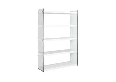 Image for Contemporary Gloss White & Glass Bookcase