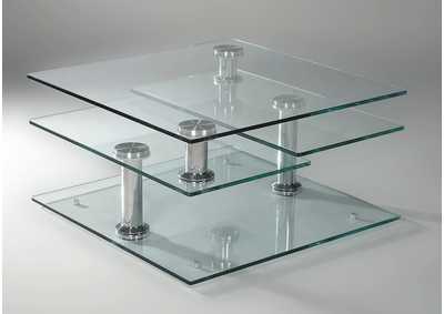 Contemporary Multi-Top Motion Glass Cocktail Table