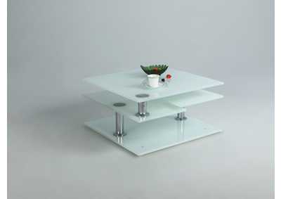 Contemporary Multi-Top Motion White Glass Cocktail Table