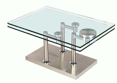 Image for Clear Contemporary Dual Glass Top Cocktail Table