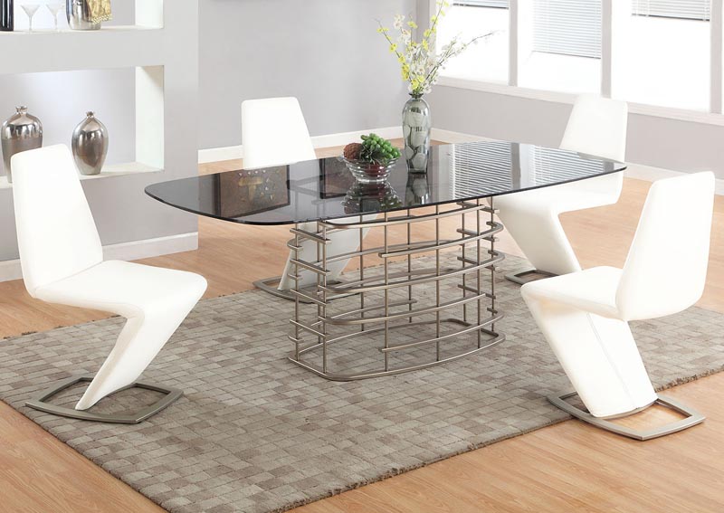 Abby Dining Table w/4 White Chairs