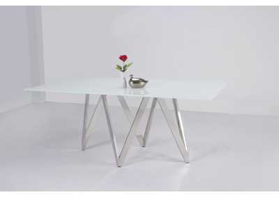 Abigail Starphire White Glass Modern White Glass Top Dining Table