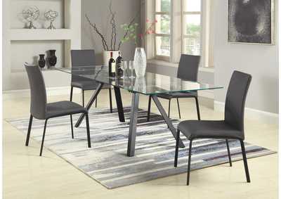 Dining Set w/ Extendable Glass Table & Curved-Back Chairs
