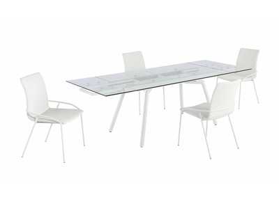 Image for Alicia Contemporary Dining Set with Extendable Glass Table & 4 Side Chairs
