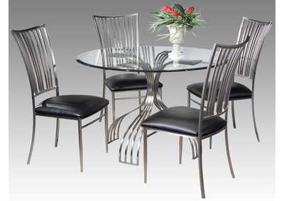 Contemporary Dining Set with Round Glass Table & Curved Back Chairs
