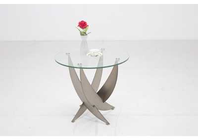 Contemporary Round Tempered Clear Glass Lamp Table
