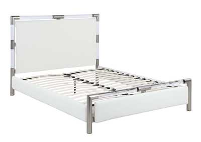 Upholstered King Bed w/ Solid Acrylic and Brushed Nickel Frame