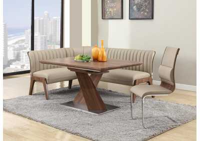 Modern Extendable Walnut Veneer Dining Table