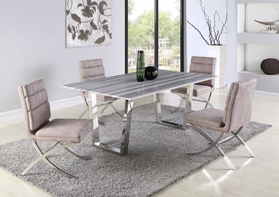 Brianna-Maya Polished Dining Table w/4 Side Chairs
