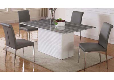 Brianna-Alexis White Dining Table w/4 Side Chairs