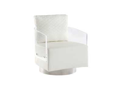 Image for Ciara Brushed Stainless Steel Contemporary Acrylic Back Swiveling Accent Chair