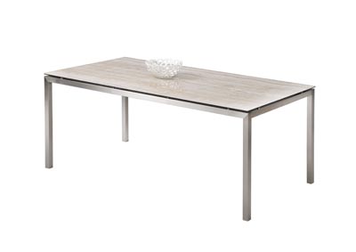 Claudia Stainless Steel Ceramic Top Dining Table