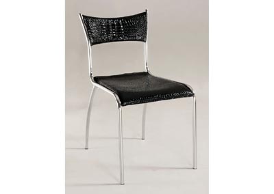 Daisy Crocodile Black Slim Upholstered-Back Side Chair (Set of 4)